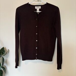 Sutton Studio 100% Cashmere Brown Button Front Sweater Cardigan Petite Small